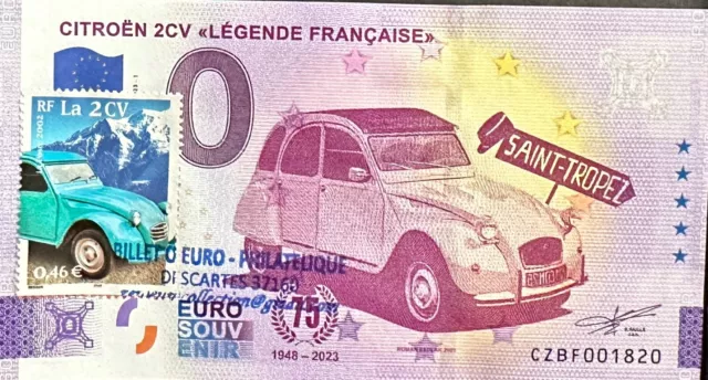 Billet 0 Euro Philathelique  2Cv Legende Francaise Tchequie   2023 Numero Divers