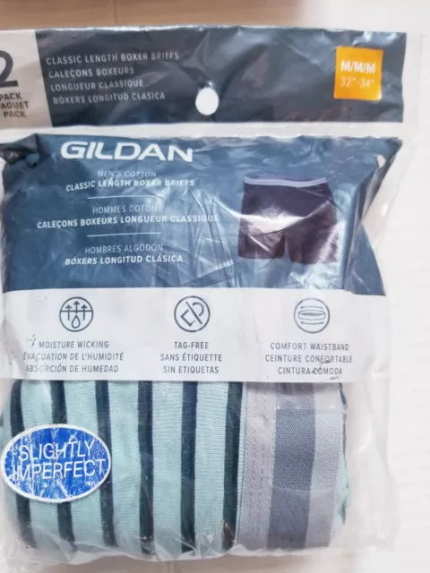 GiLDAN Men BOXER Size M Tagless LENGTH BOXER Briefs Assorted Color, 2 Pack