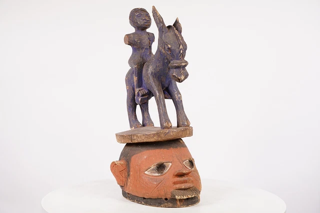 Yoruba Gelede African Mask with Horse and Rider 18.75" - Nigeria