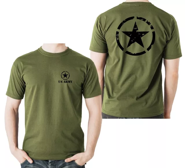 T-Shirt Herren US Army Military Allied Star Trail Willys Jeep Army Stern Grunge