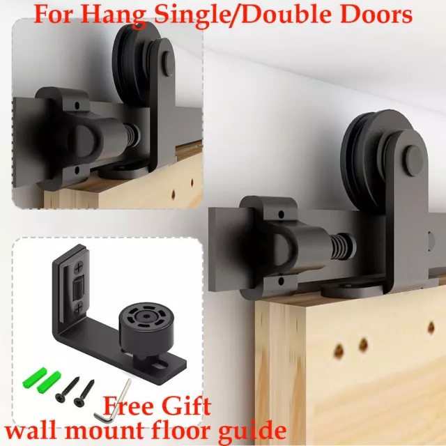 CCJH Sliding Barn Door Hardware Closet Track Kit 4FT-20FT For Single/Double Door