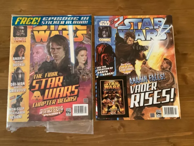 Star Wars #1 + #2 Sealed Bag with Revenge of the Sith Sticker Album (2005).