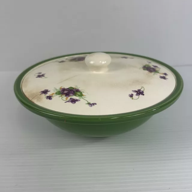 Clarice Cliff Royal Staffordshire Honey Glaze Violets Lidded Antique Bowl Early