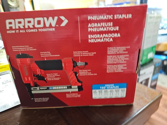 = Arrow Pneumatic Stapler PT50 Fits Genuine T50 Staples NEW