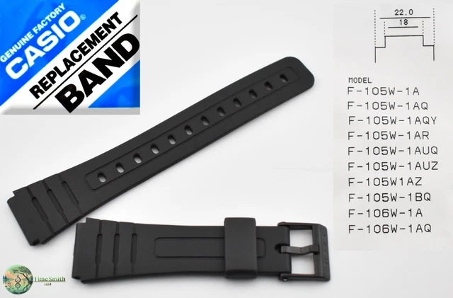 Casio WV-200E - Cinturino di ricambio in plastica, 16 mm, colore: Nero