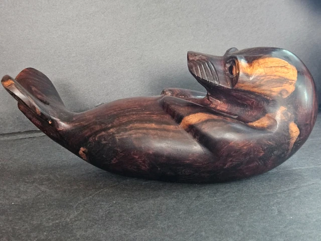 Hand Carved Sea Otter River Otter Figurine Solid Wood Figurine