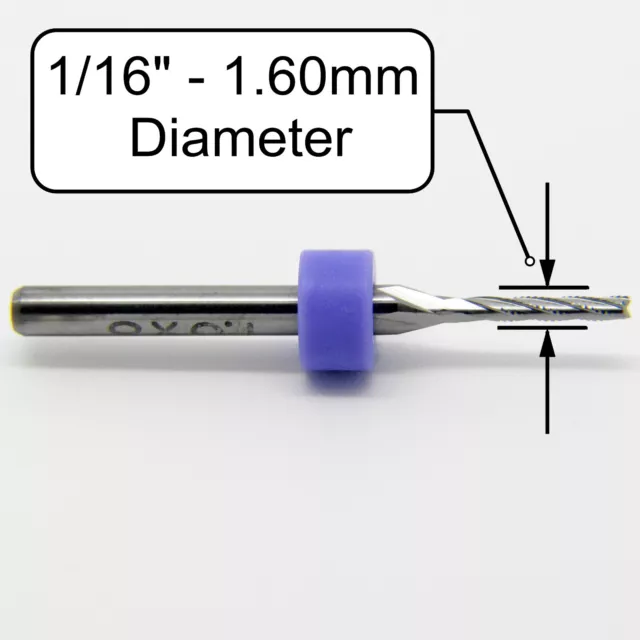 Ten Pieces  1/16" Carbide Router Bit - Spiral Chip Breaker Flutes CNC PCB