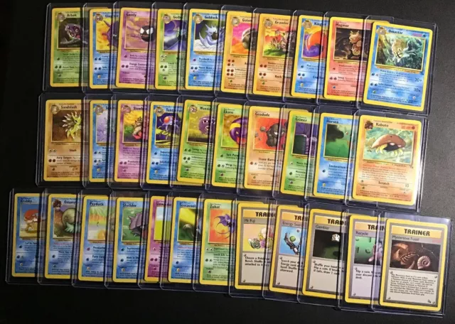 Pokemon Complete Set 32 Card Unlimited Edition FOSSIL Common & Uncommon NM