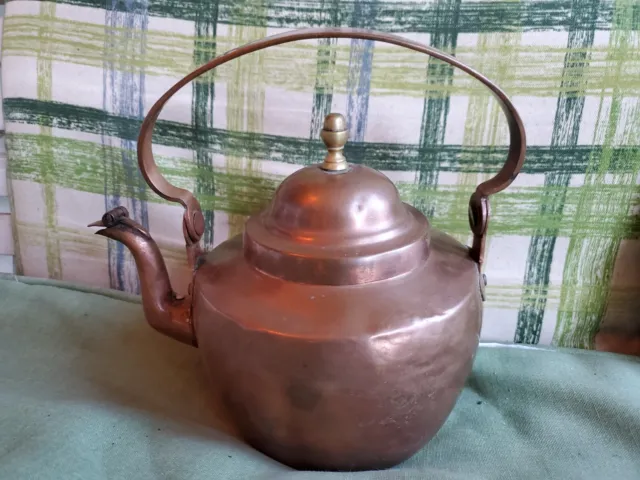 Exceptional Very Early 19th Century Federal Hand Wrought Copper Tea Pot Kettle