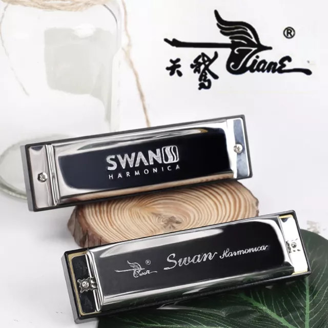 Clé de C classique SWAN Harmonica 10 trous BLUES avec roseau phosphore bronze