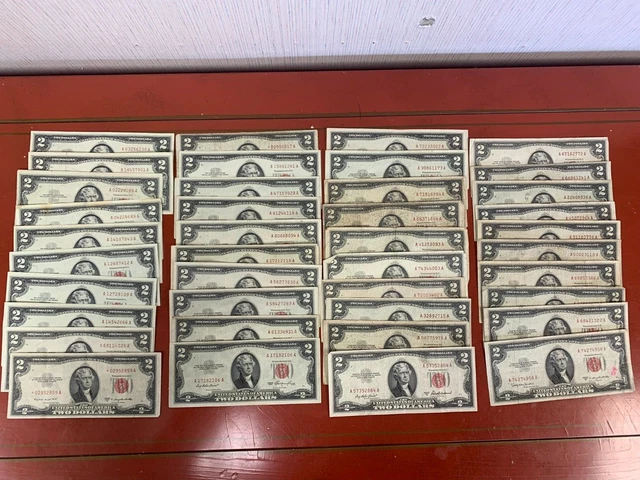 Lot of (40) $2 Red Seal Notes 1953 & 1963   Lot B