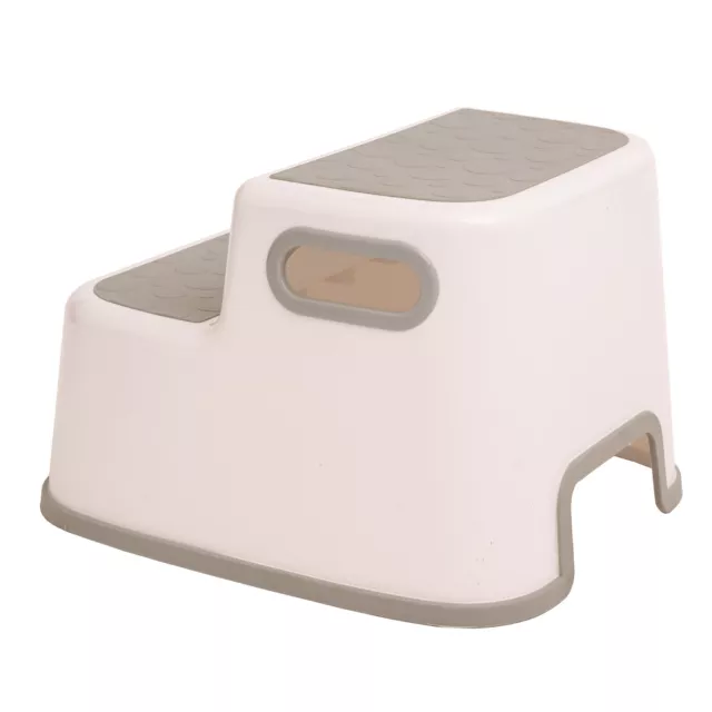 Double Step Stool Non Slip 2 Step Stool for Potty Training Bathroom Splash White 2