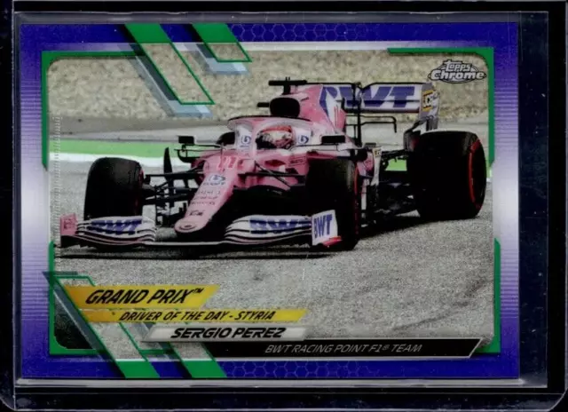 Topps Chrom F1 2021 Sergio Perez Rennpunkt Lila/Grün Parallel