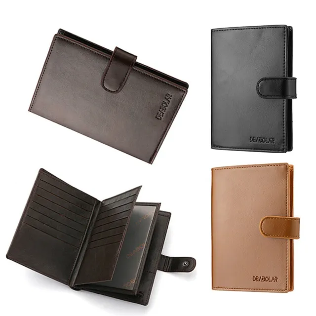 Men Wallet Leather Short Male Purse with Coin  Passport & Credit Card Holder