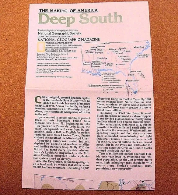 National Geographic Revista Agosto 1983 Mapa The Making Of América Profundo Sur