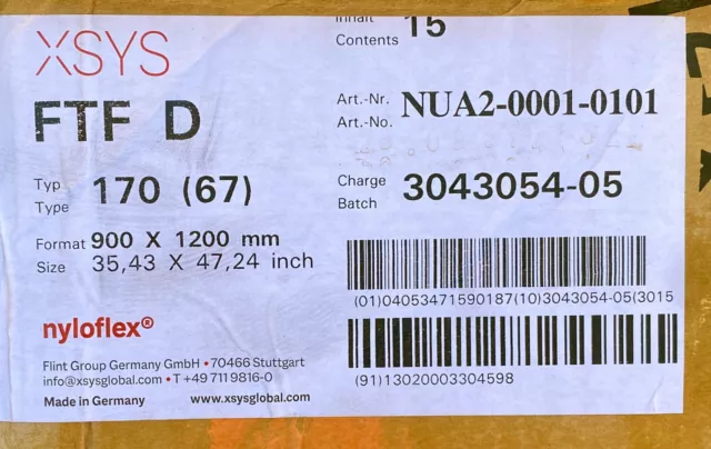 NYLOFLEX XSYS FTF D FLEXOGRAPHIC PRINTING PLATES FTF DIGITAL 35.5x47.25 QTY 15