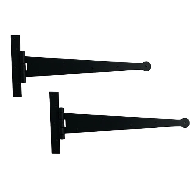 Colonial Bean Strap Hinge in Wrought Iron Hardware 18 Inch PAIR