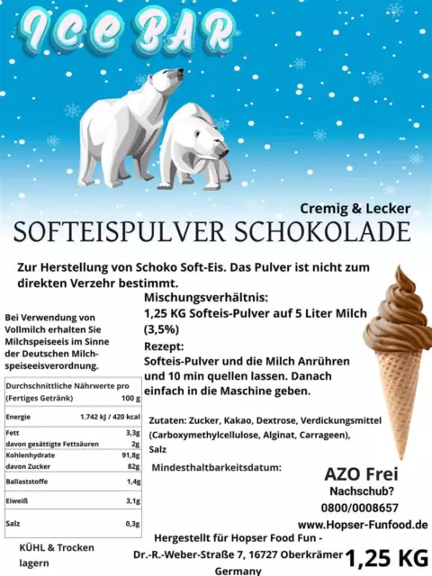 (8,76 Eur / KG) Soft Powder Chocolate 2.8lbs Ice BAR Creamy And Lecker 1:5