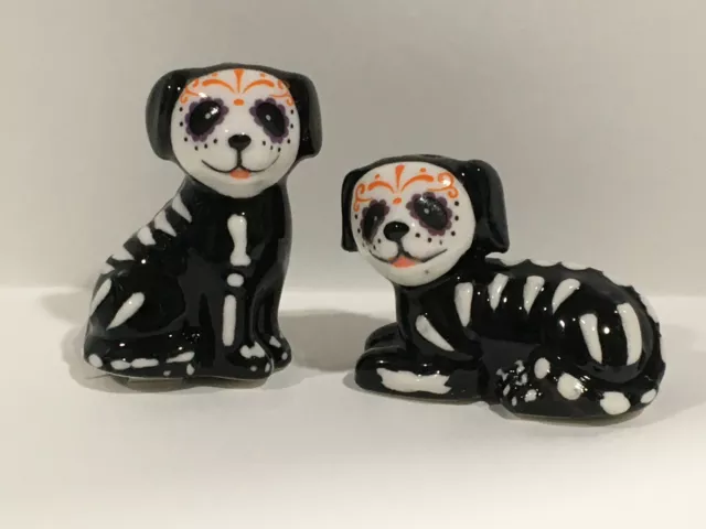 Mini Halloween Day Of Dead Skeleton Dog Cb Salt And Pepper Shaker Set Free Ship