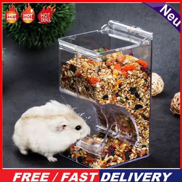 Samll Animal Hamster Automatic Food Feeder Transparent Overturn Prevent Feeder