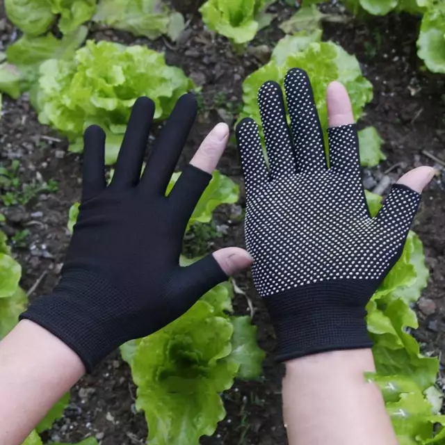 Mens Fingerless Horse Riding Thermal Black Magic Gripper Gloves Work Gloves