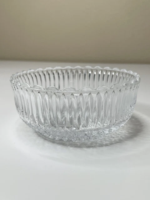 Cut Glass Candy Bowl Relish Dish Vintage Art Deco Clear 4.25" Round Small