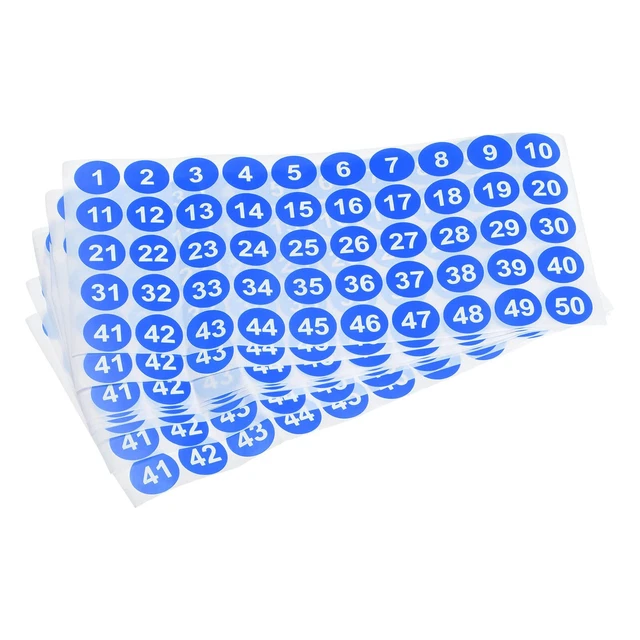 1 To 50 Number Stickers Number Label Self Adhesive Marked Sticker Blue&White