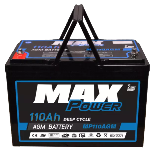 MAXPOWER 100Ah AGM Battery Deep Cycle 12v Marine Solar Camping 4WD 110AH