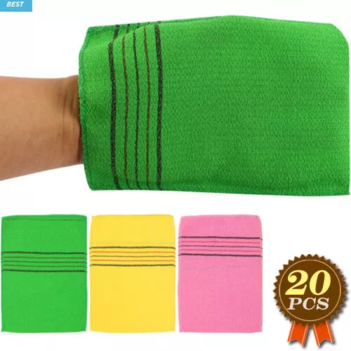 Korean Italy Exfoliating Mitten Wash Scrub Towel 20pcs 3-Colors Scrub Bath Glove