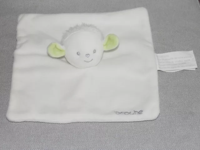 doudou plat mouton blanc vert brioche  état neuf