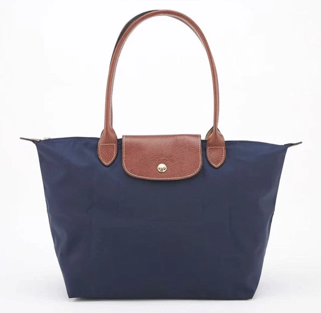 Lady's Longchamp Le Pliage Zip Folding Tote Bag L - Navy