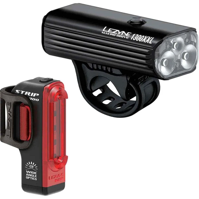 Lezyne Macro Drive 1300XL/Strip Pro Paar Fahrradleuchte - schwarz