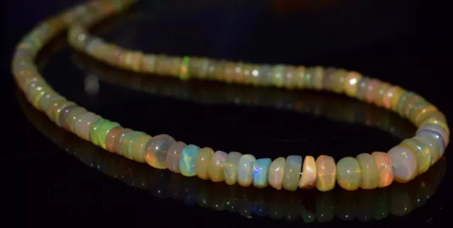 3-4 MM Natural Opal Ethiopian Fire Roundel Gemstone Beads Strand 16"