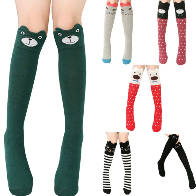 Children Kids Girls Animal Pattern Knee High Socks Cute Stockings Long Socks AU