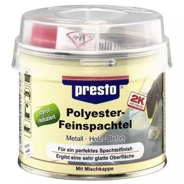 presto 2K Polyester-Feinspachtel & Härter 601235 1000g STYROLREDUZIERTE NEUWARE