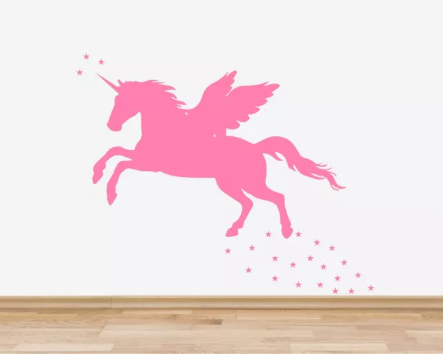 Magical unicorn and stars wall decal, Nursery unicorn sticker, Kids bedroom