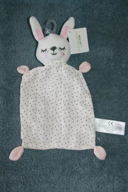 Simba Toys Kiabi Doudou Lapin Plat Lange Blanc Rose Pois Noir Neuf Etiquette