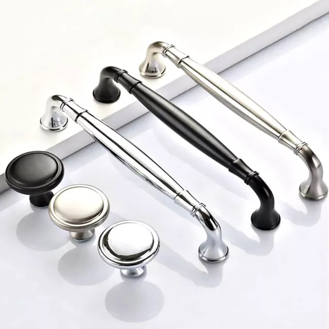 Brushed Nickel Drawer Pull Black Kitchen Cabinet Handle Chrome Dresser Knob