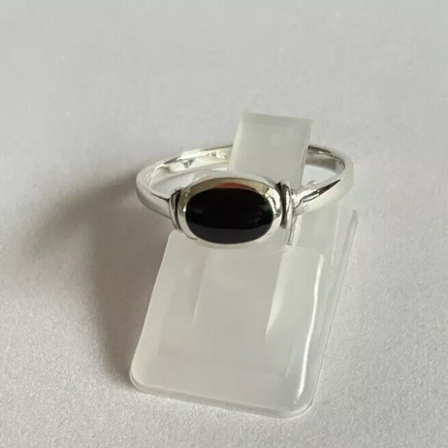 Silberring 925 Silber mit nachgebild. Onyx  - oval, Gr. 46 bis Gr. 66