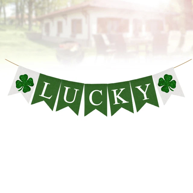 St. Patricks Day Banner Leinen Briefe gedruckt Bunting Banner Schwalbenschwanz