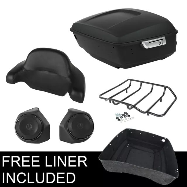Matt King Pack Trunk Luggage Rack Speakers Backrest Fit For Harley Touring 14-Up