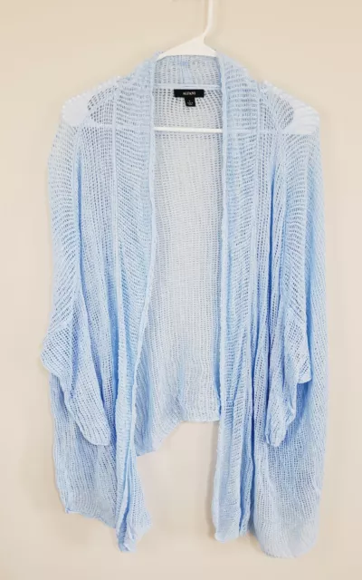 Alfani Cardigan Women's Large Blue Linen Open Mesh Casual