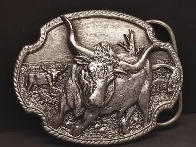 Buckle/Gürtelschnalle LONGHORN Wild Bull (Vintage von 1989) ARROYO USA ZINN