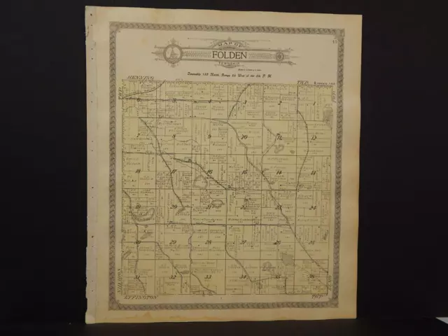 Minnesota Otter Tail County Map Nidaros Folden Township 1912 Dbl Sided K12#66