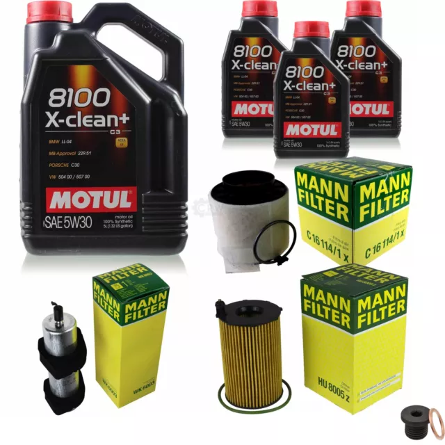 MANN-FILTER Inspektionspaket 8 L Motul 8100 X-clean+ 5W-30 für Audi A4 3.0 TDI