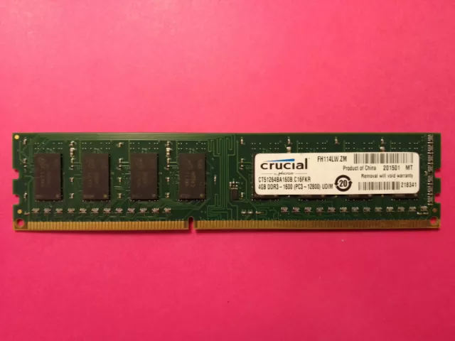 VINTAGE GENUINE CRUCIAL Micron Ct51264Ba 160B.c16Fkr 4Gb Dd3 1600