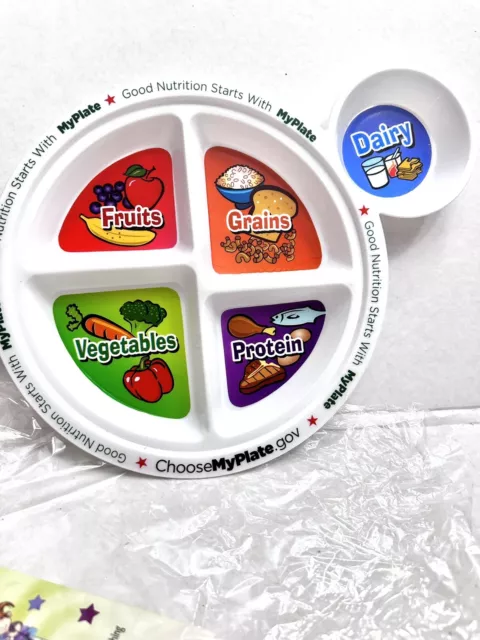 My Plate ChooseMyPlate.gov 2015 Kids Nutrition 5 Section Divided Portion + Card