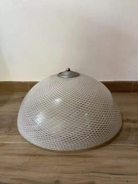 Grande Lampada A Plafone Reticello Carlo Scarpa Murano Venini Ceiling Lamp 40’s