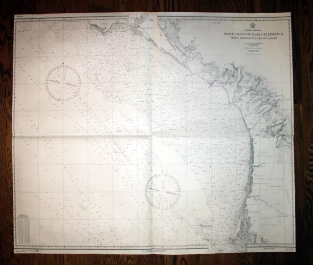 1945 North America Baja California Punta Abreojos Cabo San Lazaro Amérique Map