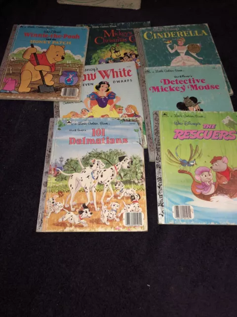 a little golden book 1985 vintage lot 7 books Snow White, Cinderella, Mickey